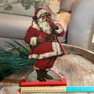 Vintage Wooden Santa tabletop figure 11”